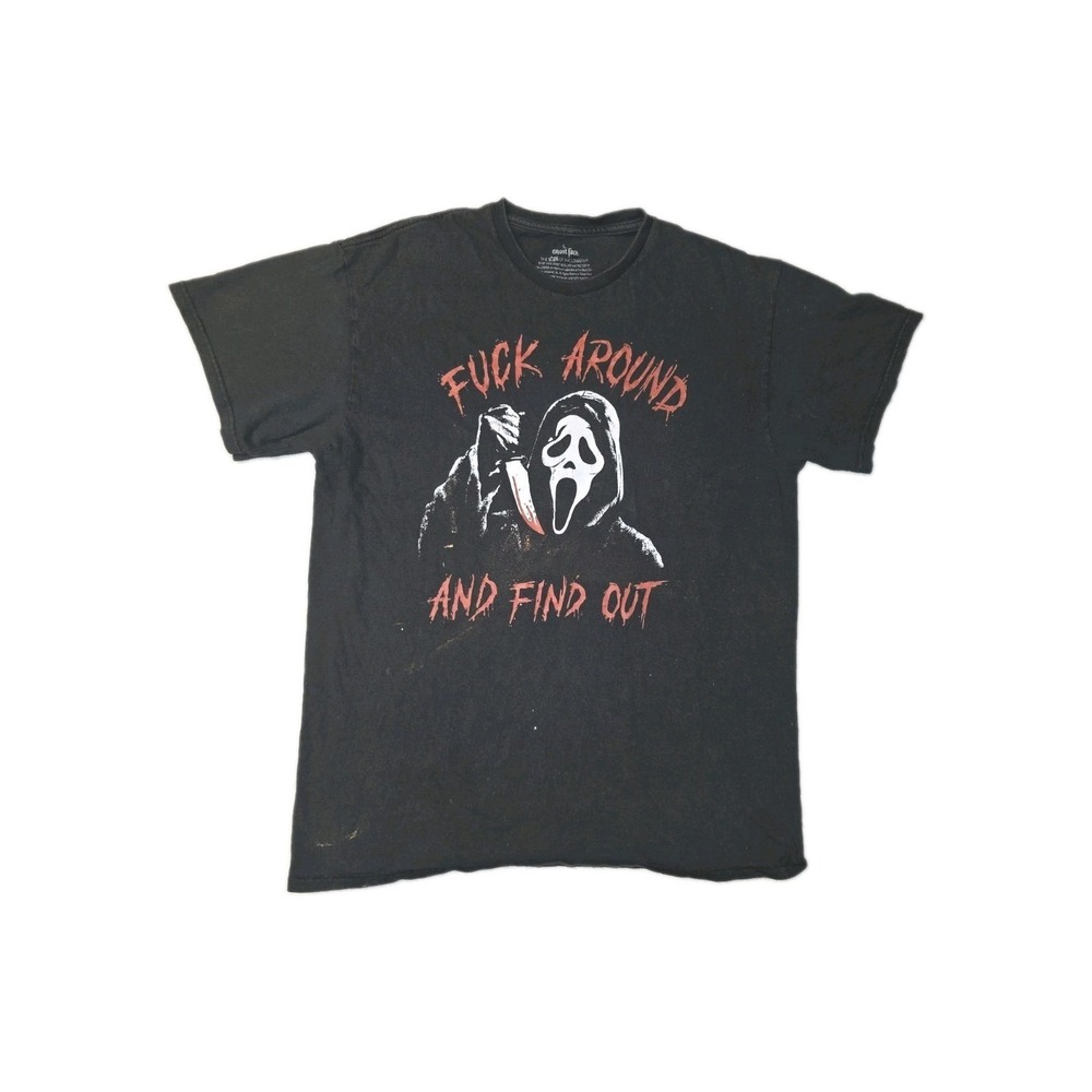 Ghost Face Cotton Graphic Black Size L T-Shirt
